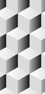 3D black and white geometric cube pattern wallpaper.