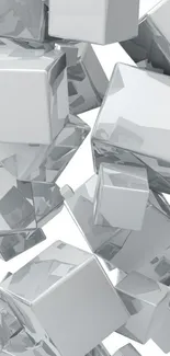 3D geometric silver cubes floating design wallpaper.