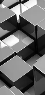 3D geometric silver cubes mobile wallpaper.