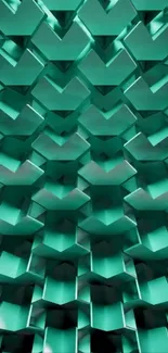 3D geometric teal pattern wallpaper design