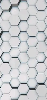 3D white hexagon pattern wallpaper for modern screen design.