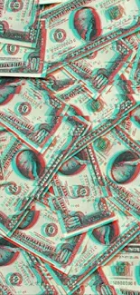 3D teal money bill wallpaper design