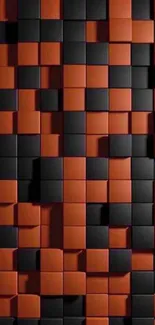 3D orange and black tile pattern wallpaper.