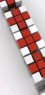 3D red and white block pattern wallpaper