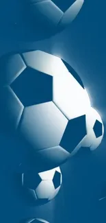 3D soccer ball in blue theme mobile wallpaper.