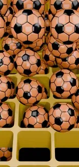 3D soccer balls on yellow background