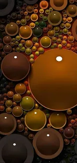 3D abstract wallpaper with colorful spheres on black.