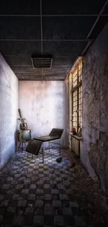 Abandoned clinic room with eerie atmosphere and dark tones.