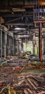 Abandoned industrial site with moody lighting and rustic textures.