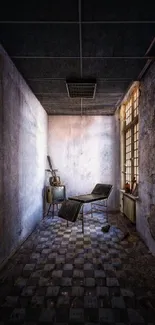 Abandoned room with dark rustic design for wallpaper.