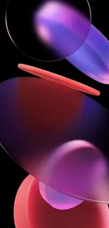 Abstract 3D mobile wallpaper with purple and red hues.