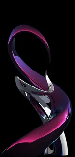 3D abstract art wallpaper with vibrant curves on a black background.