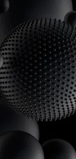 Intricate 3D black spheres design wallpaper.