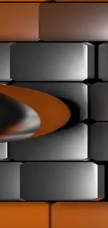 Futuristic 3D abstract blocks in black and orange hues.