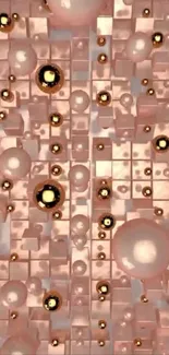 Abstract 3D geometric wallpaper with spheres.