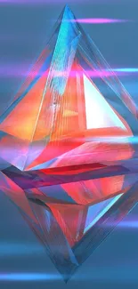 3D geometric crystal with blue and orange hues.