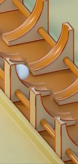 Abstract 3D geometric pathway in yellow tones.