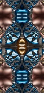 Abstract 3D geometric pattern with vibrant colors.