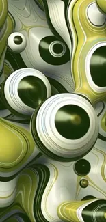 Abstract 3D green spheres wallpaper with organic patterns.