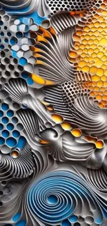 Abstract 3D pattern wallpaper with vibrant colors.