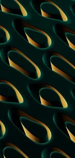 Abstract 3D dark green pattern wallpaper with geometric shapes.