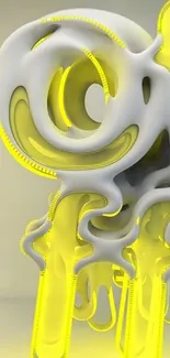 Abstract 3D wallpaper with yellow and white melting design.