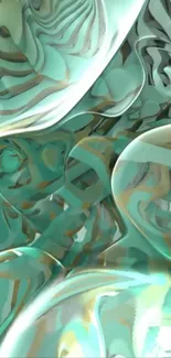 Abstract aqua 3D wallpaper with fluid glossy patterns.