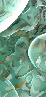 Abstract aqua fluid patterns with dynamic shapes.