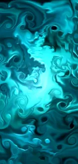 Abstract aqua swirl wallpaper with fluid patterns in teal hues.