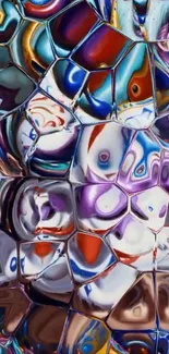Abstract glass design wallpaper with vibrant colors.
