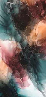 Abstract vibrant design with teal and brown hues on mobile wallpaper.