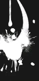 Abstract black and white splash wallpaper with artistic design for phones.