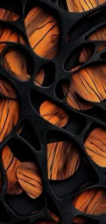 Abstract black and brown design phone wallpaper.