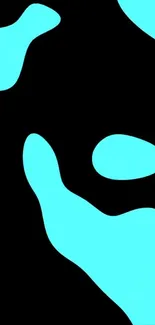 Abstract cyan and black mobile wallpaper design.