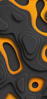 Abstract mobile phone wallpaper in black and orange with layered design.