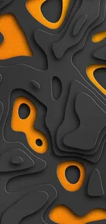 Black and orange abstract wallpaper with layered shapes.