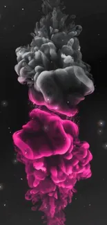 Abstract black and pink smoke artwork wallpaper.