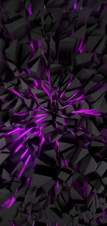 Black and purple abstract shattered design wallpaper for mobile.