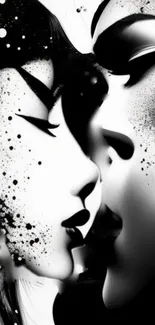 Abstract black and white mobile wallpaper with artistic design.