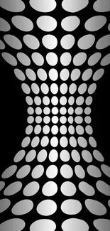 Abstract black and white wallpaper with optical illusion design.