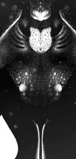 Abstract black and white design with a droplet.