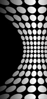 Black and white abstract tunnel wallpaper with geometric design.