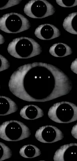 Abstract black and white eye pattern wallpaper.