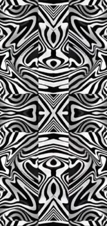 Abstract black and white geometric pattern wallpaper.