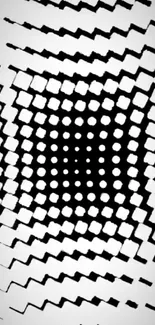 Abstract black and white geometric pattern for mobile wallpaper.