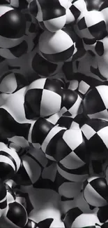 Abstract black and white sphere pattern wallpaper.