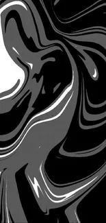 Abstract black and white swirl wallpaper for mobile.