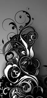 Artistic black and white swirling mobile wallpaper