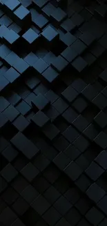 Abstract black cube wallpaper with 3D geometric design.