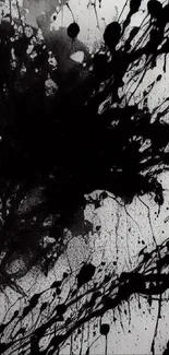 Abstract black ink splash design on a mobile wallpaper.